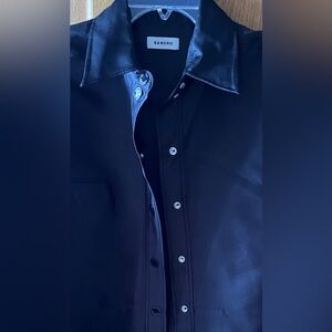 Sandro black short cropped long sleeve jacket slight satin sheen 
 New.